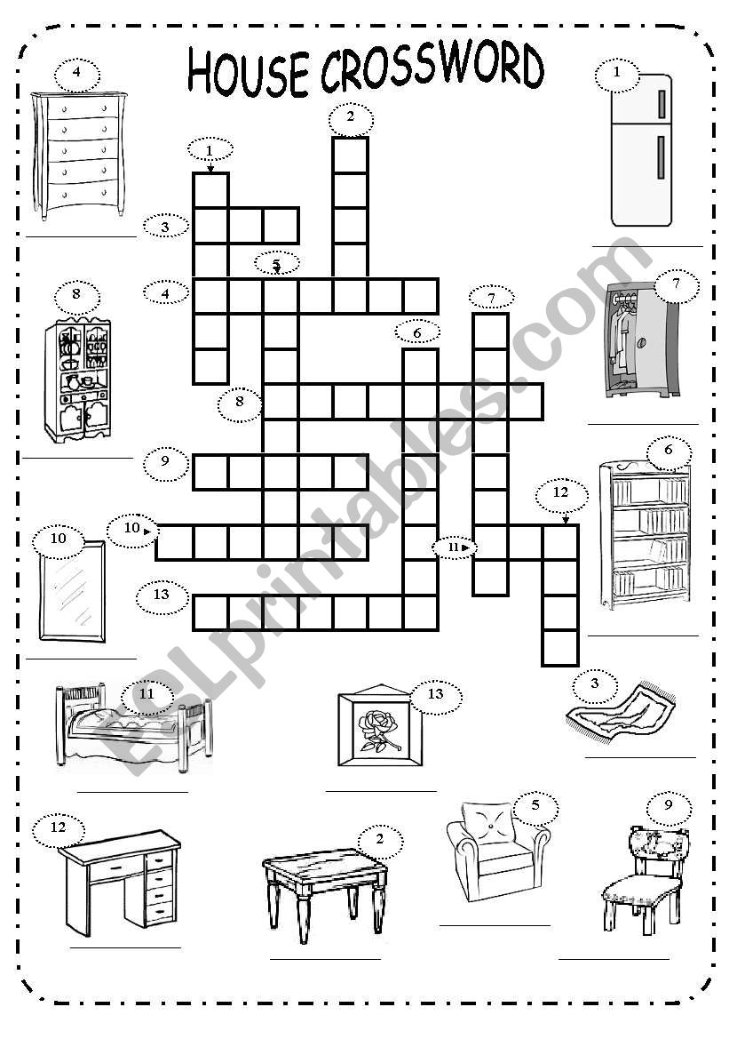AROUND THE HOUSE 1 - B&W worksheet AROUND THE HOUSE 1 - B&W worksheet
